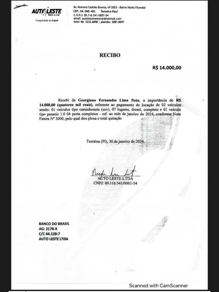 Gastos mensais de R$ 14 mil em aluguel veicular